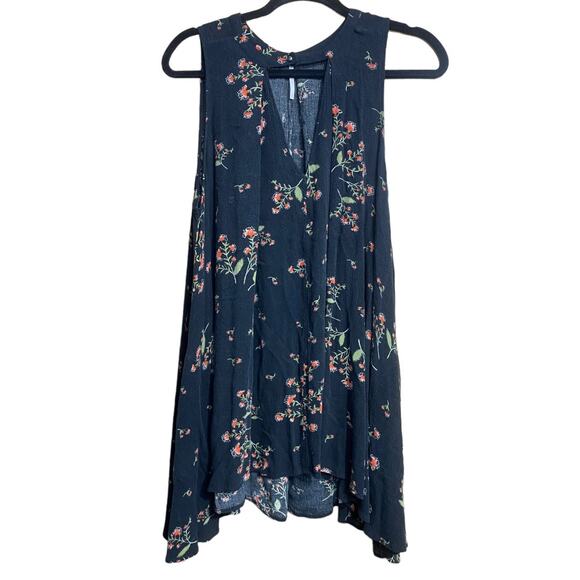FREE PEOPLE snap out of it black floral sleeveless mini dress with pockets - XS - Picture 7 of 15